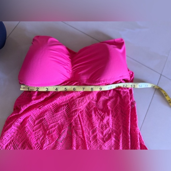 Vince Camuto Dragon Fruit Crochet Draped Tankini M - Picture 5 of 15